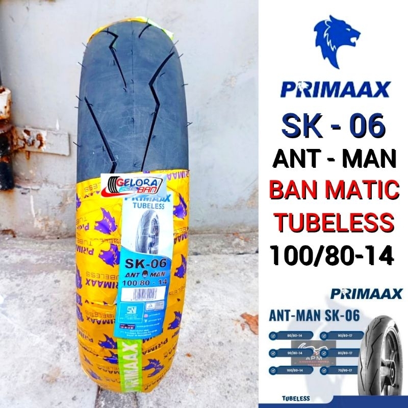 Ban Matic Tubeles Primaax Sk-06 100/80-14 Ban Montir Vario Beat Scoopy Spacy ban primaax sk06 100/80