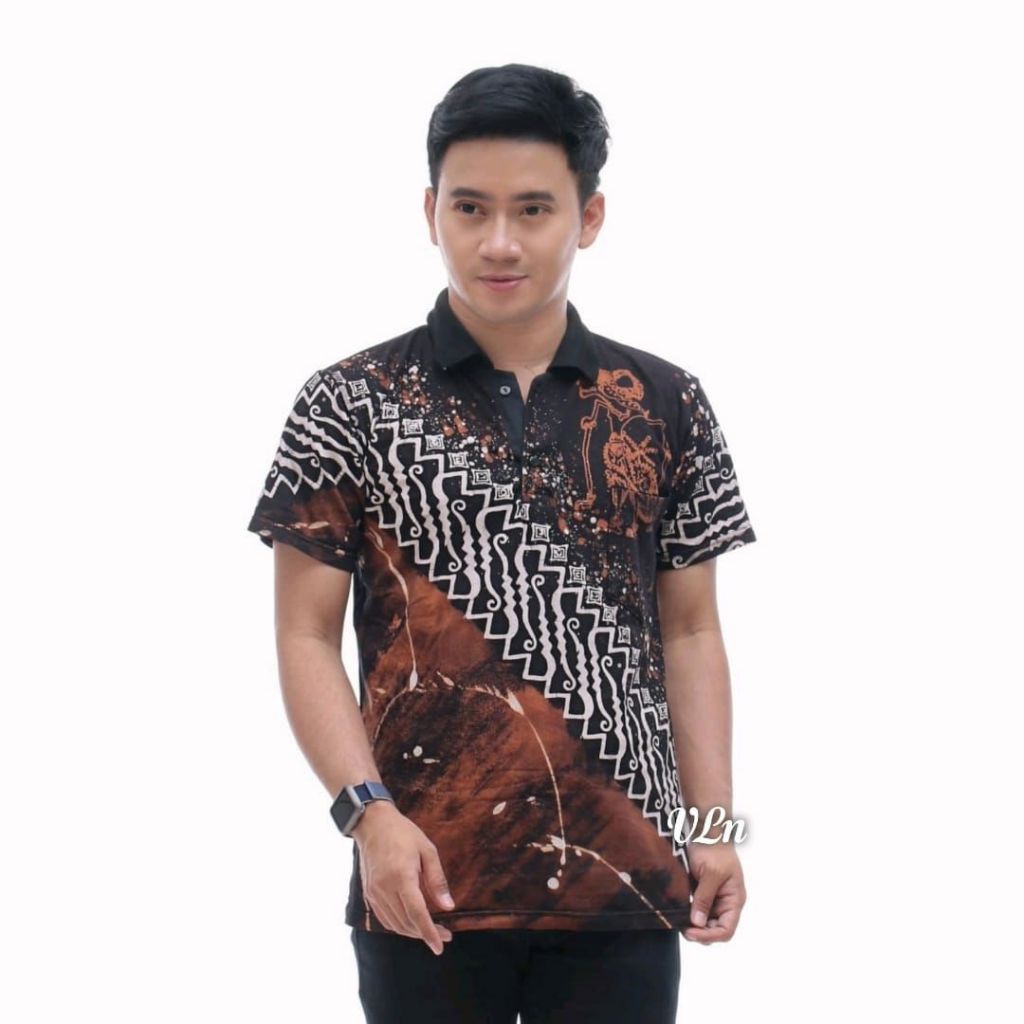 Kaos Kerah Batik Cap Pekalongan/Kaos Batik Batangan/Kaos Batik Corak Klasik