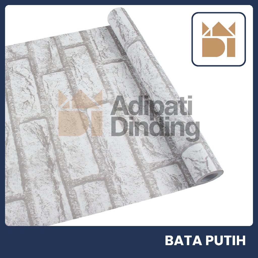 Wallpaper Stiker Dinding Roll Motif Bata Putih Ukuran 45 Cm x 8 Meter