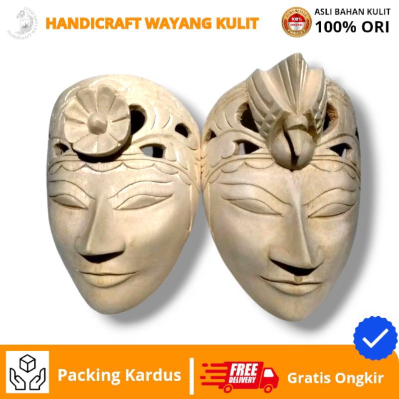 HANDICRAFT WAYANG KULIT | topeng kayu jawa polosan pajangan hiasan dinding media lukis