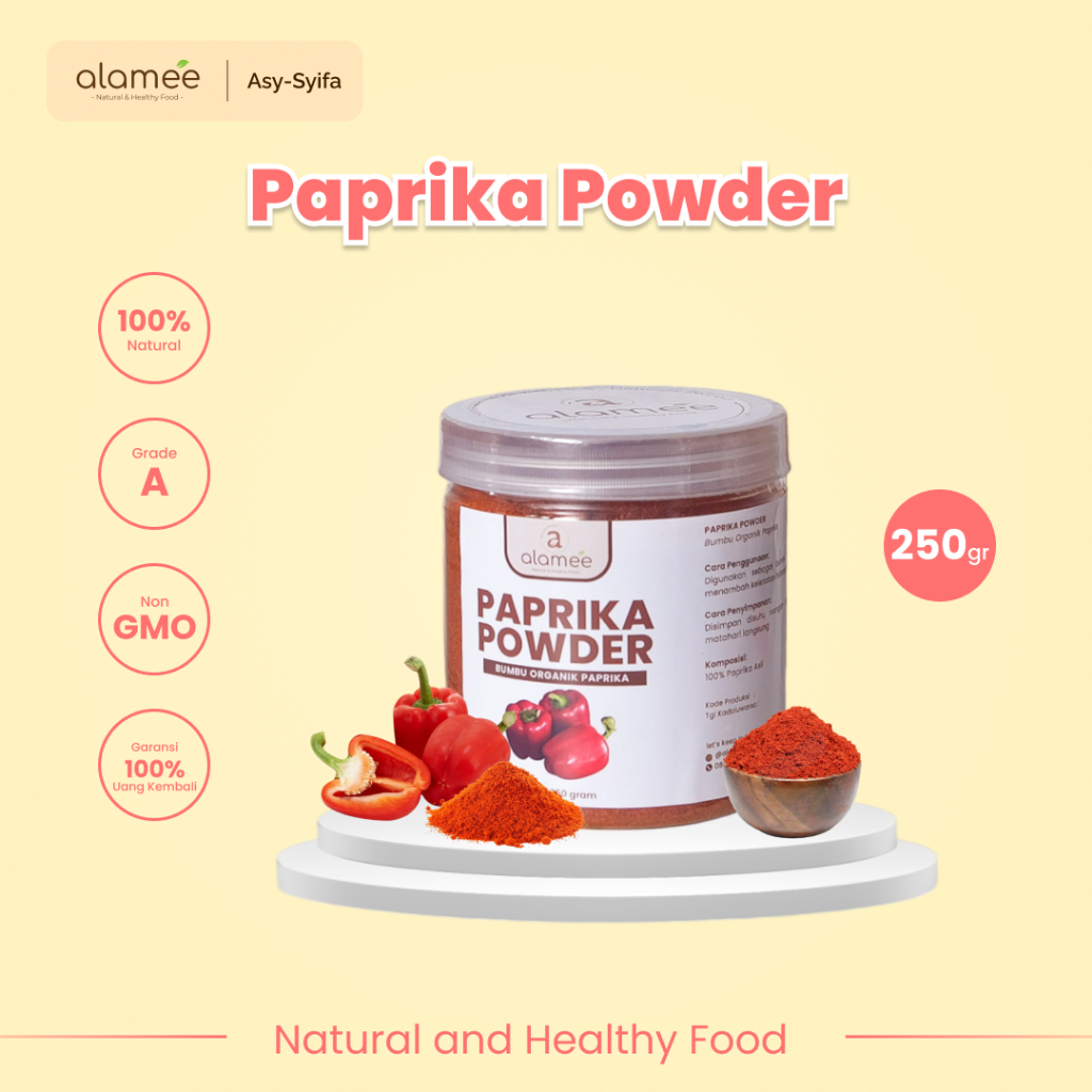 

ALAMEE Paprika Bubuk Seasoning Powder Ground Bumbu Dapur Instan Organik Murni Tanpa Campuran 250g