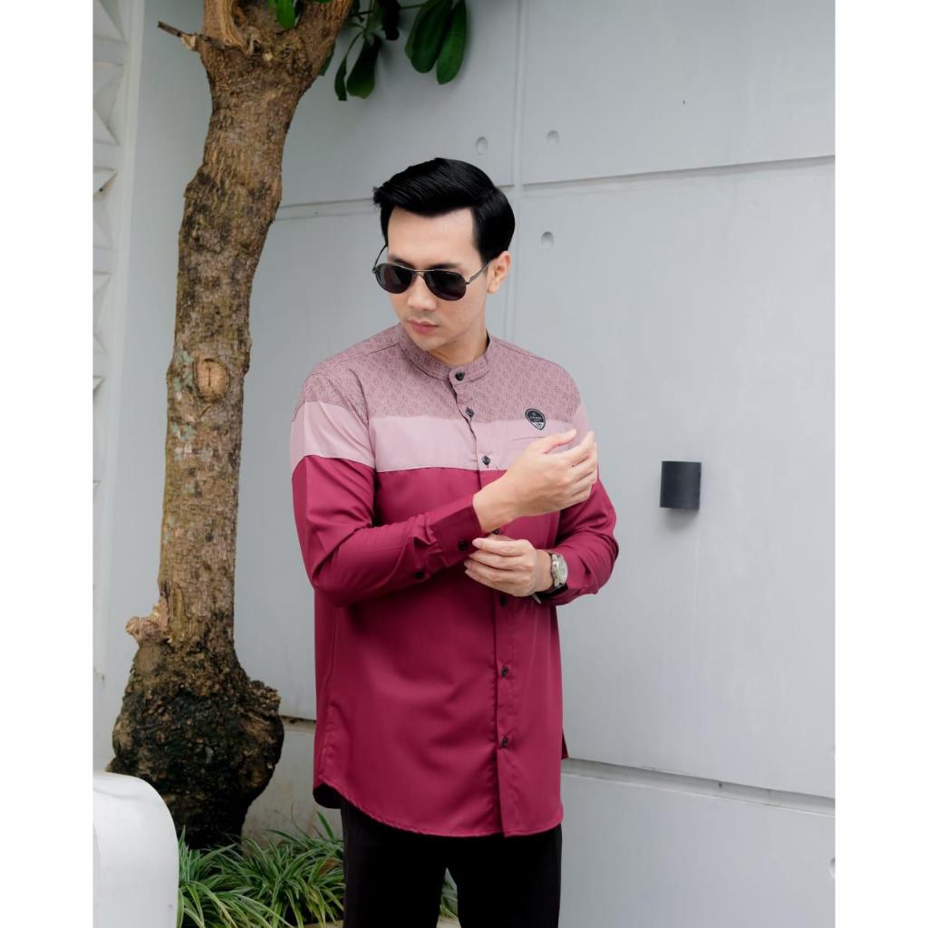 ILNAAF | Baju Koko Pria Dewasa Lengan Panjang Motif TENNSEL by Ilnaaf | Atasan Muslim Tebaru