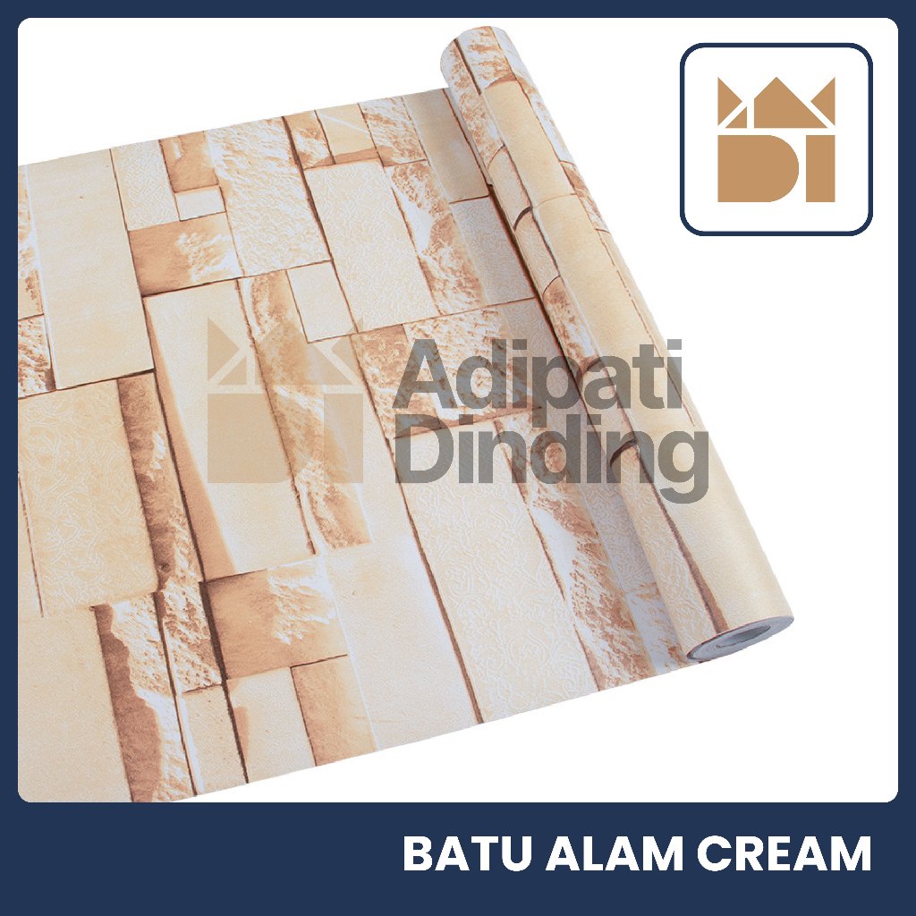 Wallpaper Stiker Dinding Teras Motif Batu Alam Cream  Ukuran 45Cm X 8M