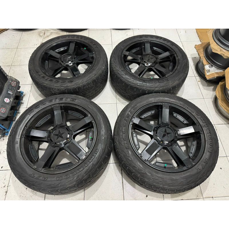 Velg Seken Ring 20 Murah Rock Star R20x9 H6x139,7 Balck Bonus Ban 285/50 R20 Velg Mobil Pajero Fortu
