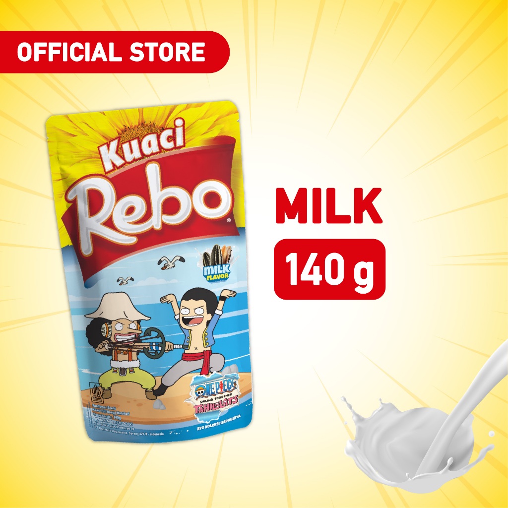 

Rebo Kuaci Rasa Milk Flavor 140 Gram - Cemilan Biji Bunga Matahari