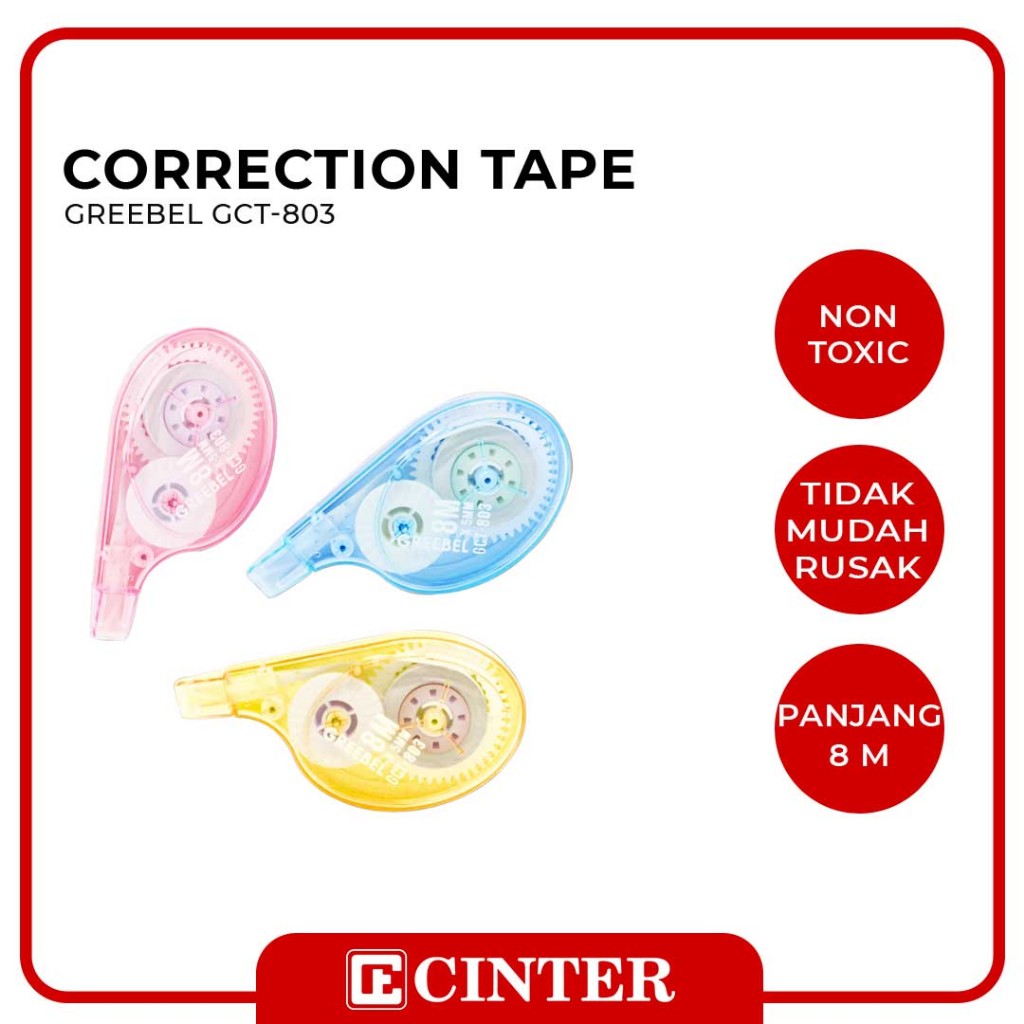 

GREEBEL - TIP X / PITA KOREKSI / STIP KERTAS / CORRECTION TAPE GCT-803 8MX5MM