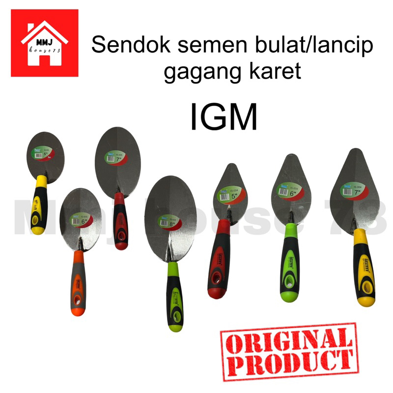 Sendok Semen Bulat / Oval Gagang Karet IGM