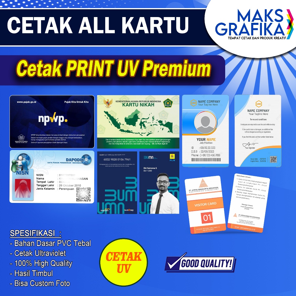 

Cetak ID Card PVC Premium All Kartu | Cetak Kartu Anggota Pelajar | Cetak Member Card