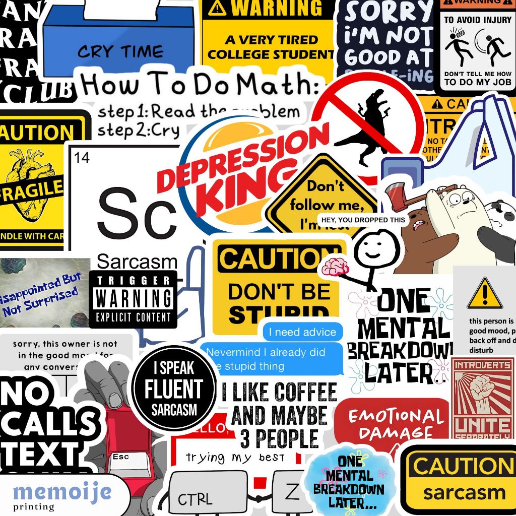 

(40+ PCS) Stiker Emotional Introvert Overthinker Vinyl Waterproof – Sticker Lucu untuk Laptop, Helm, HP, Motor