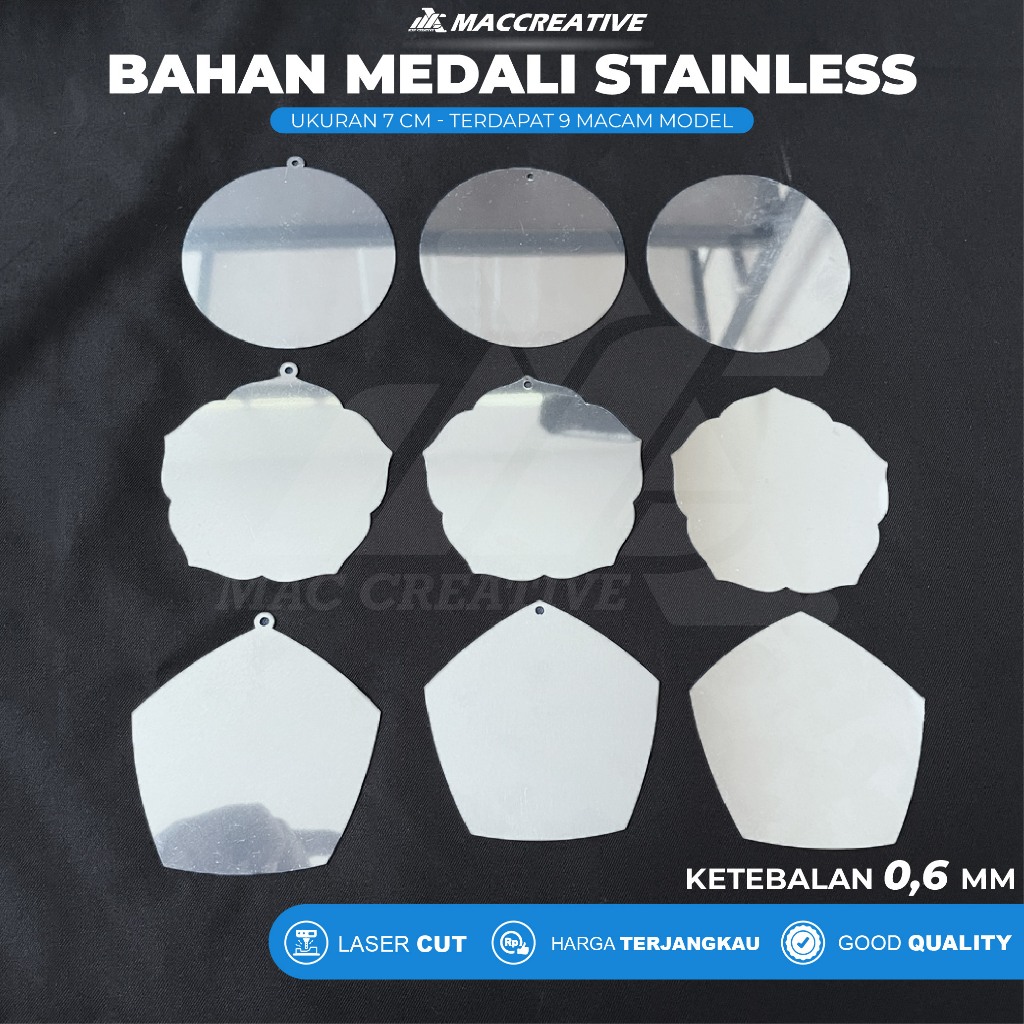 

MEDALI GALVANIS 7 cm - BAHAN MEDALI STAINLESS 7 cm POLOS - PLAT MEDALI TEBAL 0.6 mm