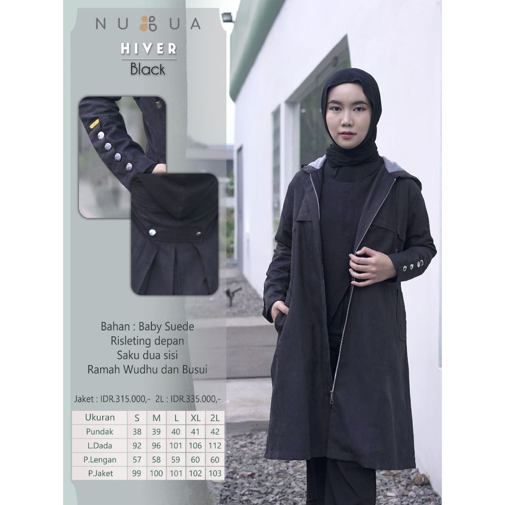 Nubua - HIVER Jaket Panjang Wanita Muslimah Syari Suede