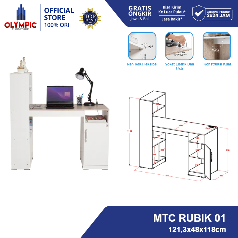 Olympic Meja Tulis Console / Meja Belajar / Meja Kantor / Meja Minimalis - MTC Rubik
