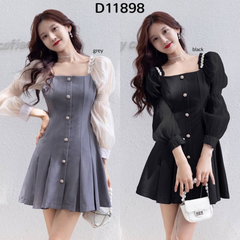 Annabelle Pleated Hem Mini Dress / Dress Elegan Modis Wanita