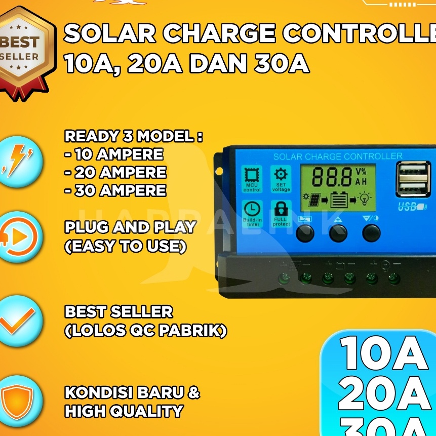 Spesial Solar Charge Controller LCD LED Display Solar Cell PWM 12V 1A 2A 3A USB Panel Surya Charge  