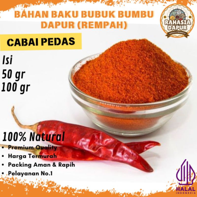 

Bumbu Dapur Bubuk (CABAI PEDAS BUBUK) Rempah Lengkap Murah Grosir Alami Natural 100% Penyedap Rasa Masakan Halal Premium Quality