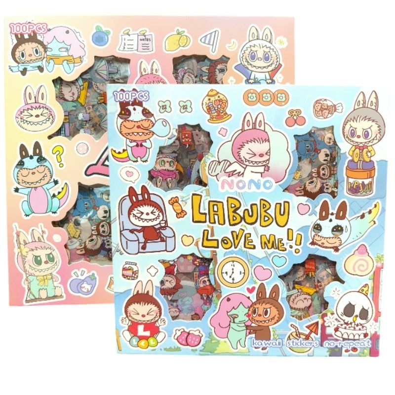 

Labubu 100 lembar sticker (Momo) PET waterproof / Sticker 2D waterproof