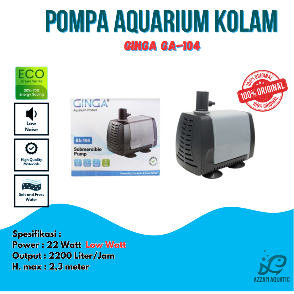 POMPA AQUARIUM KOLAM CELUP WATER PUMP GINGA GA 104 GA-104 LOW WATT