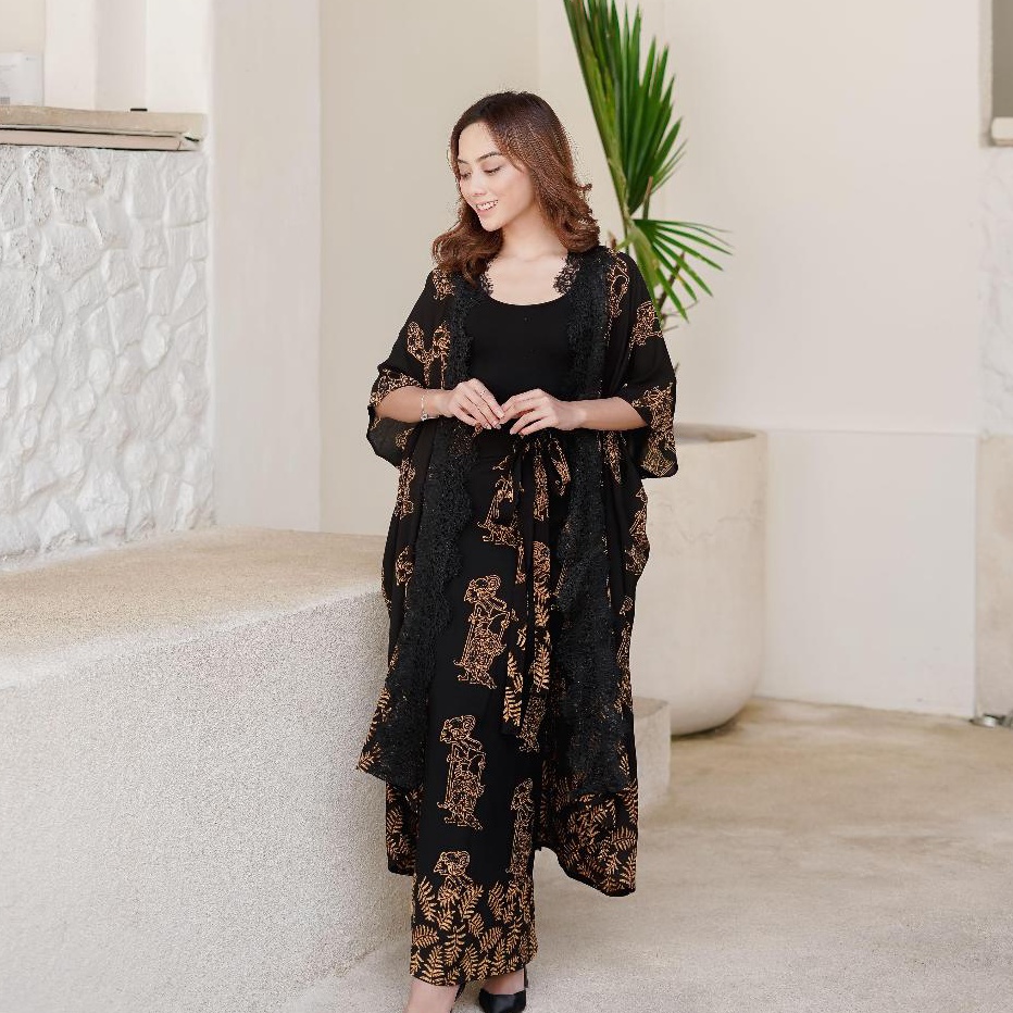 Sale ANDIN Set Outer Lace dan Rok Lilit Batik Wayang