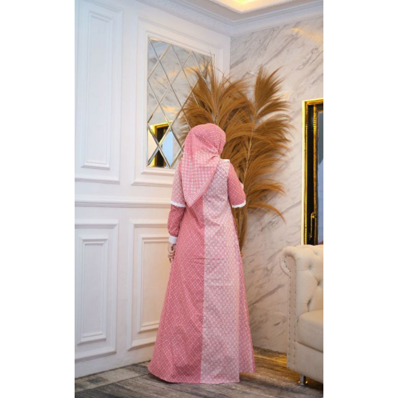 gamis batik sasmaya dres batik cap premium elegan kombinasi tanpa hijab