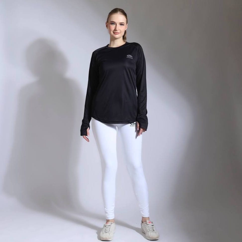 ART V5J2 MANIAK Baju Olahraga Sport Lengan Panjang Wanita Kaos Running Lari Gym Fitnes Senam Bulutan