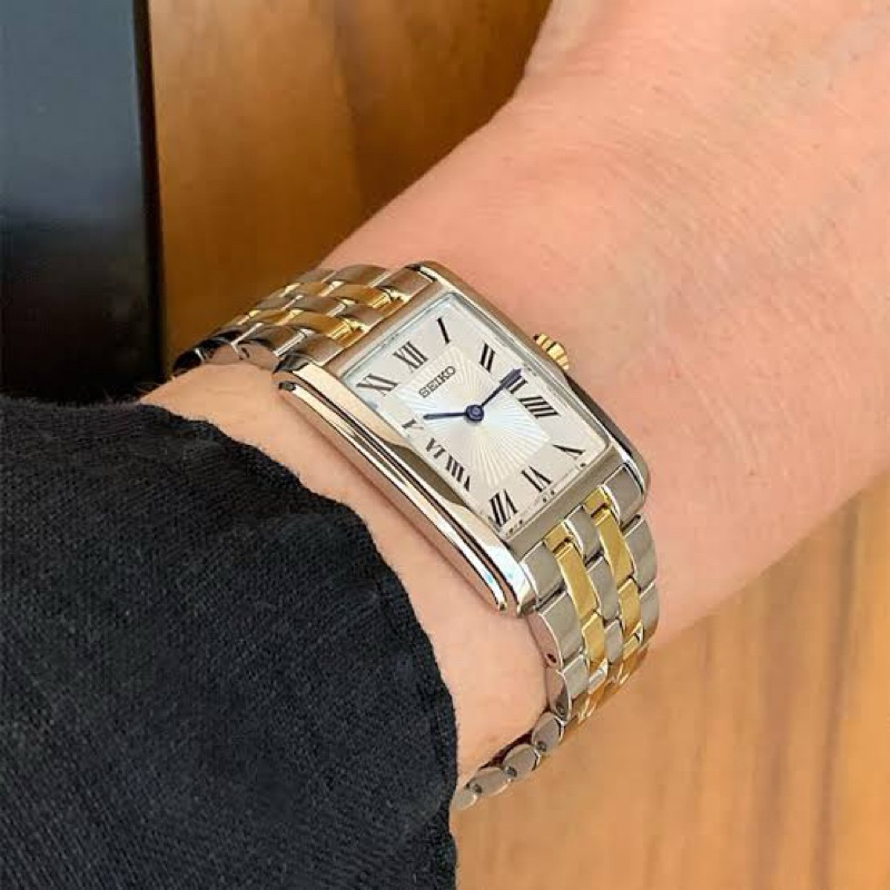 Seiko SWR087P1 Jam Tangan Wanita Analog Silver Gold Original