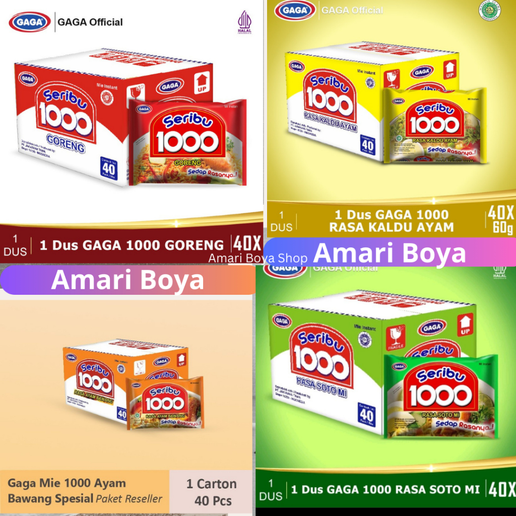 

Gaga 1000 Mie Instant 1 Dus Isi 40 Varian Rasa
