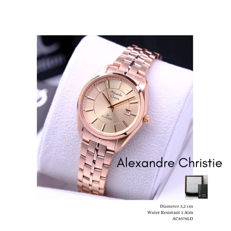 Alexandre Christie ORIGINAL jam tangan wanita AC 8578 full rosegold Alexander Cristie cewe 100% ori