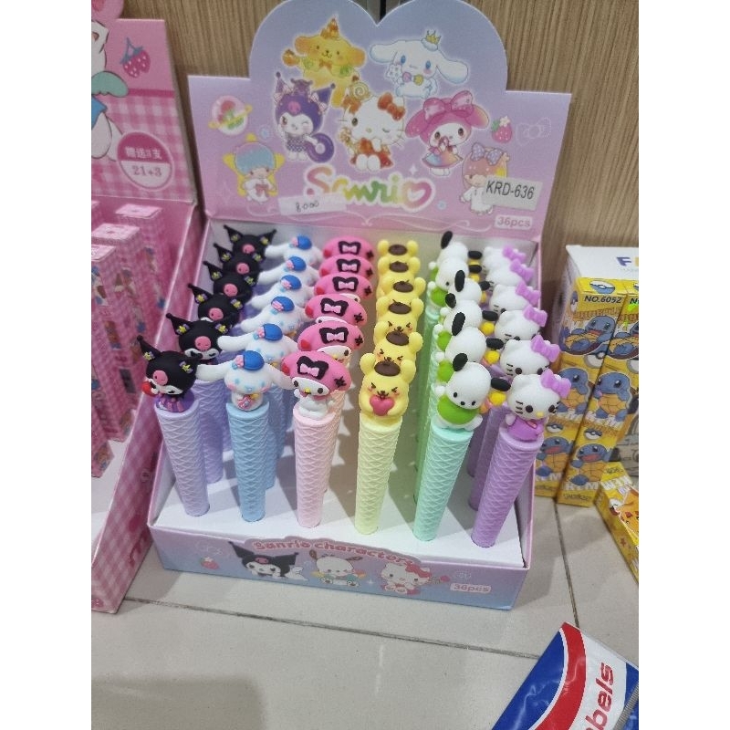 

Pulpen gel Sanrio Kuromi Cinnamonroll Hello Kitty Pompompurin Pocacho Melodi lucu ice cream