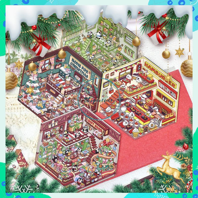 

DIY Sticker 3D Korea Cartoon Miniature Scene Landscape Supermarket Coffee Shop Restaurant Book Store / Stiker Kartun Korea 3D
