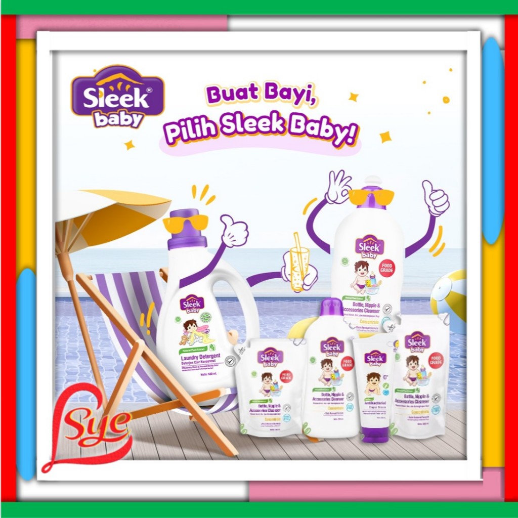 Sleek Baby Series - Laundry Detergent - Bottle Nipple Cleanser - Diaper Rash Cream - Bali & Anak Sye