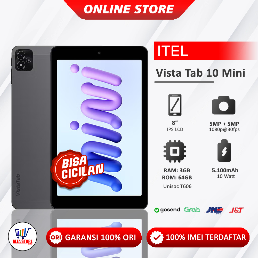 Itel Vista Tab 10 Mini RAM 3/64GB Layar 8" Inch Garansi Resmi