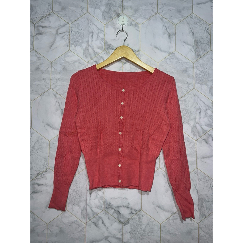 cardigan pink kepang crop