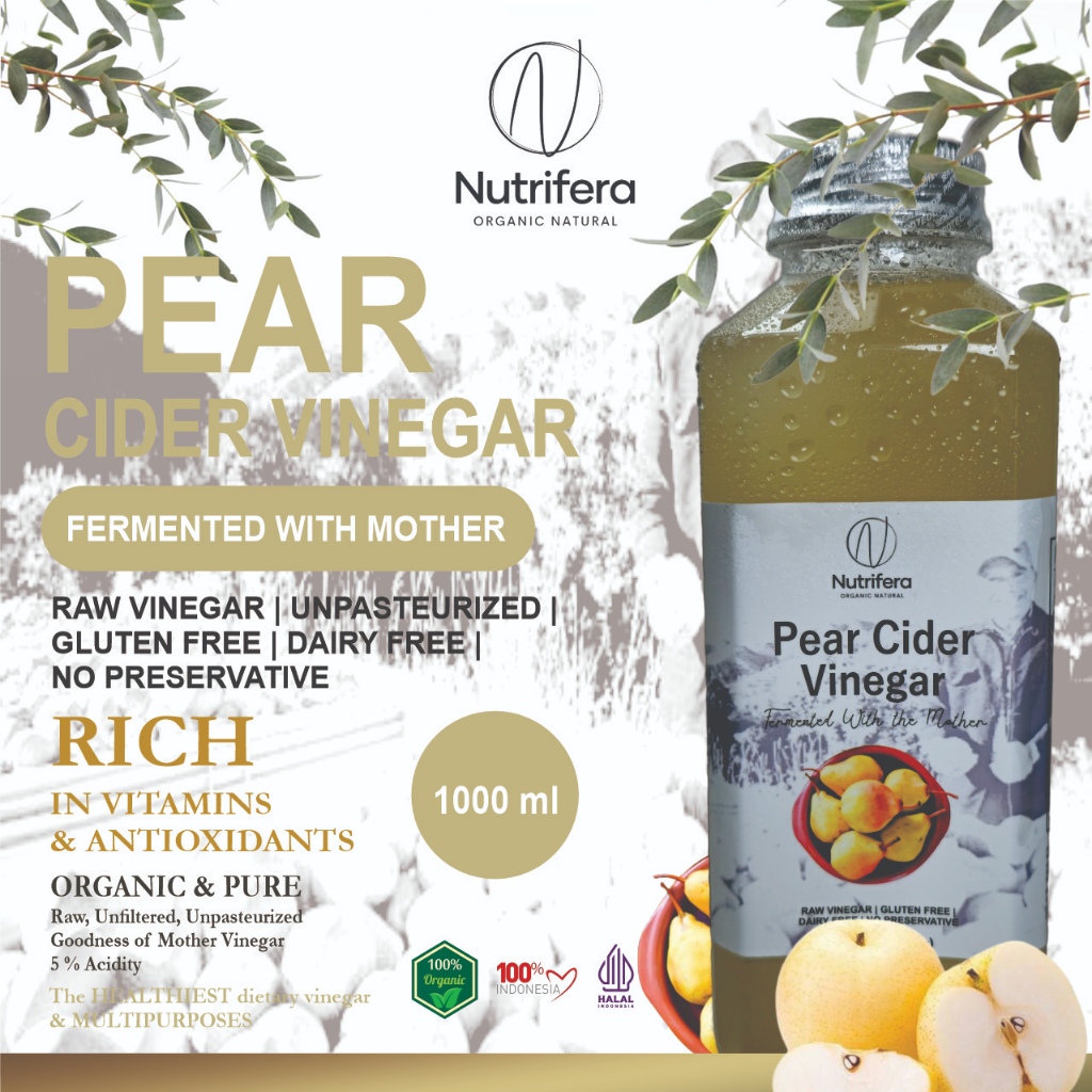 

NUTRIFERA Cuka Buah Pear 250ml - 1000ml Endapan Mother Fermentasi / Pir Cider Vinegar Bragg