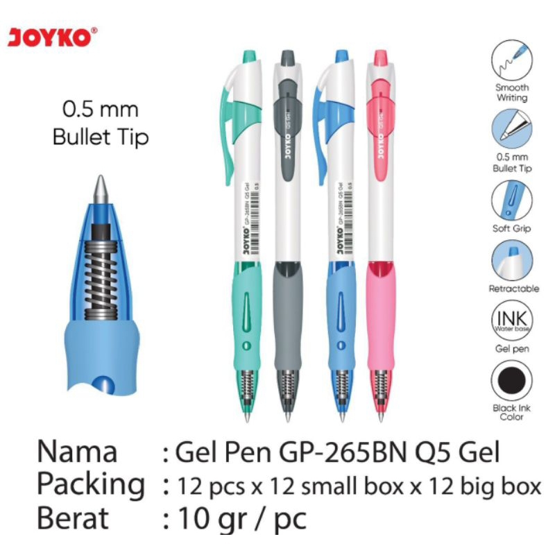 

Pulpen Gel Joyko Gp-265BN Q5 Gel ( 1pak/12 pcs )
