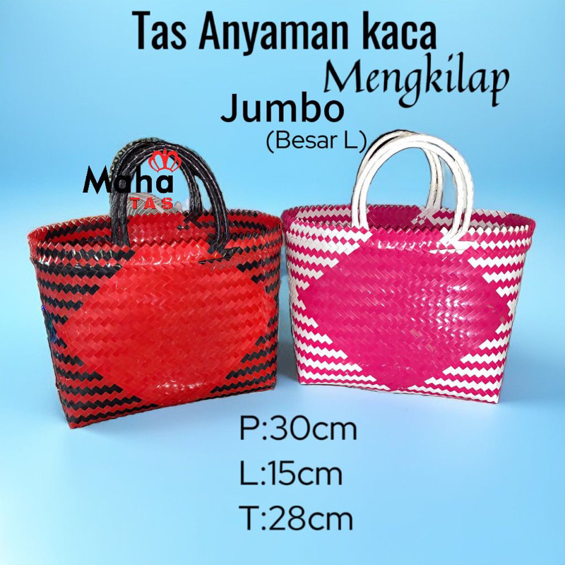 

Tas Anyaman plastik Kaca AA mengkilap jumbo(L)tas hajatan/tas souvenir