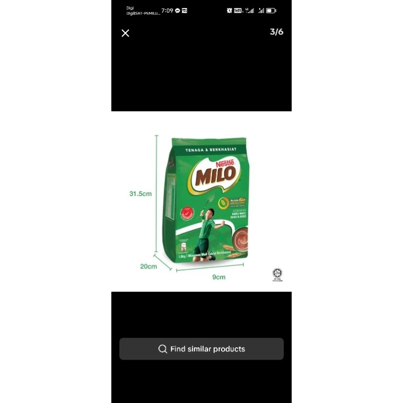 

MILO BUBUK 1.8KG KEMASAN BARU ORIGINAL MALAYSIA