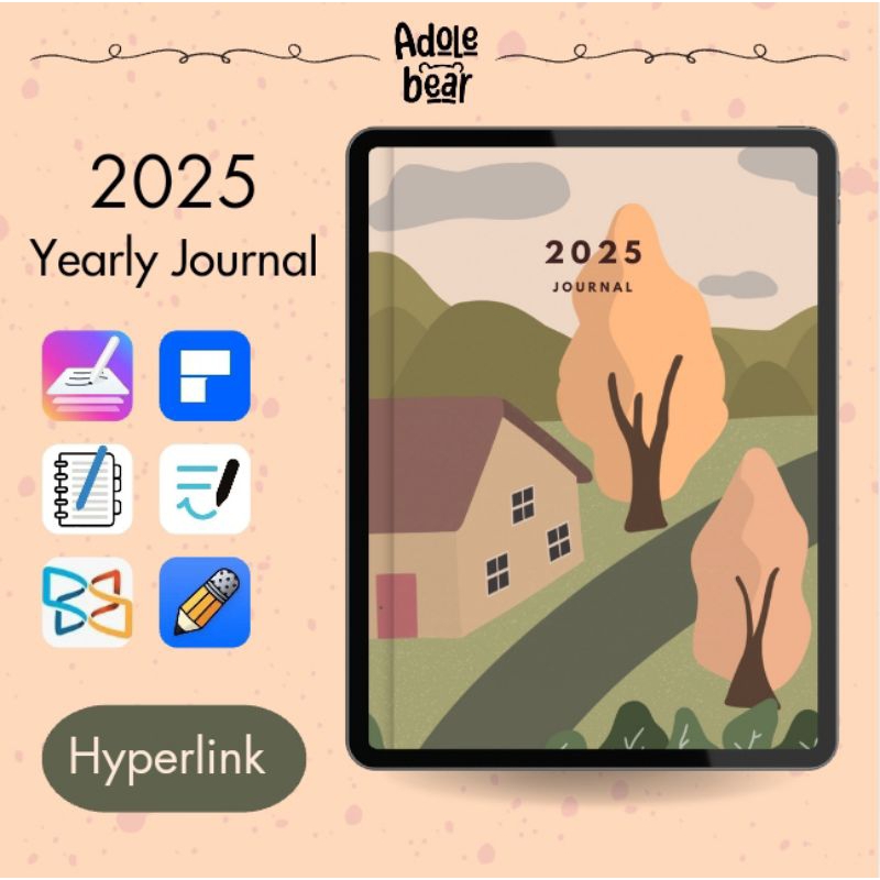 

Hyperlink Digital Planner 2025 | Yearly planner 2025 | digital journal 2025 | journal calendar 2025