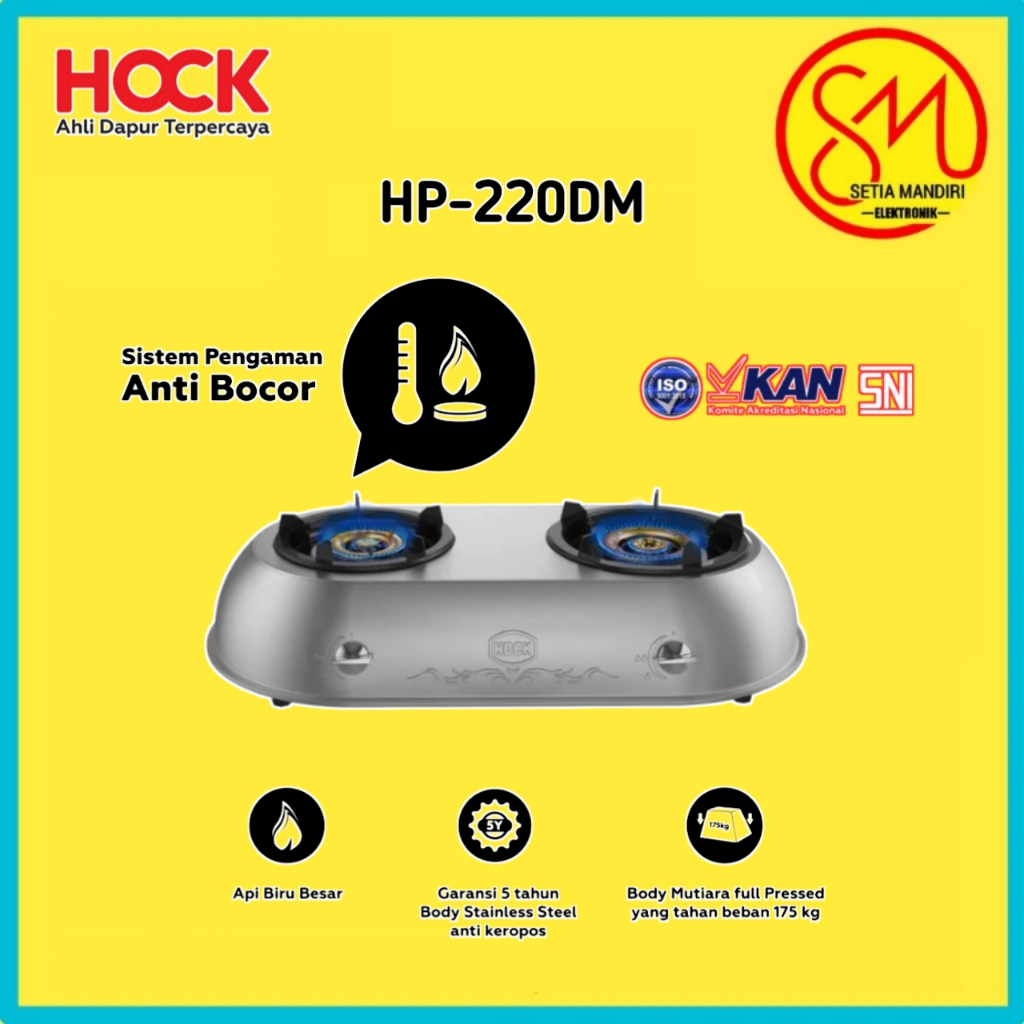 Kompor Gas Hock Dwi Mutiara HP-220DM - Stainless Steel 304