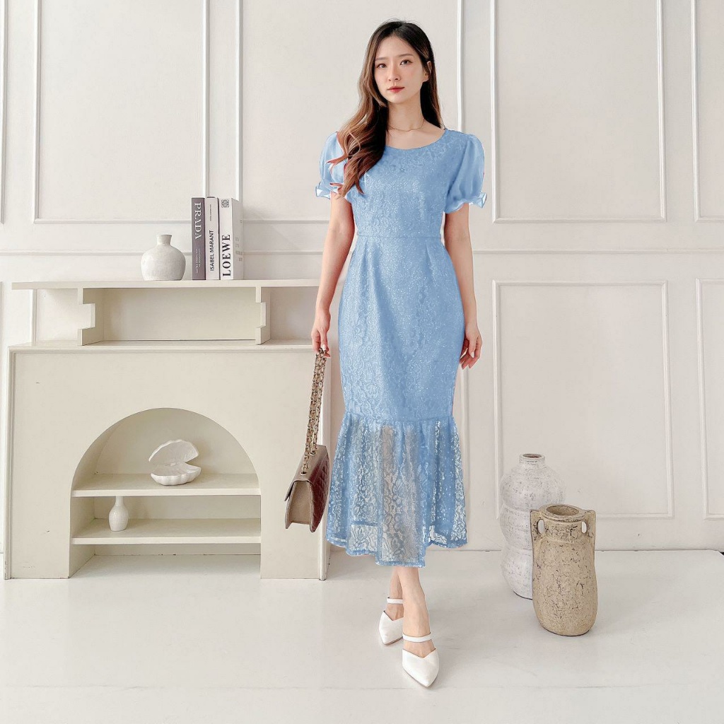Dress gereja wanita model baru casual gaun ala korea lorenza