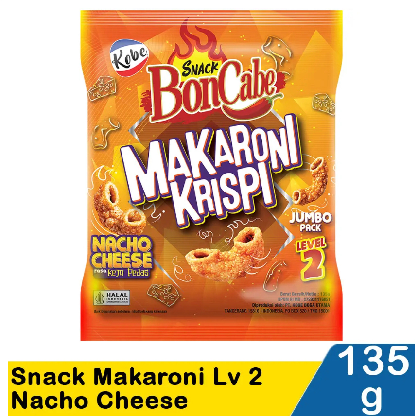 

Bon Cabe Snack Makaroni Level 2 Nacho Cheese 135 Gram