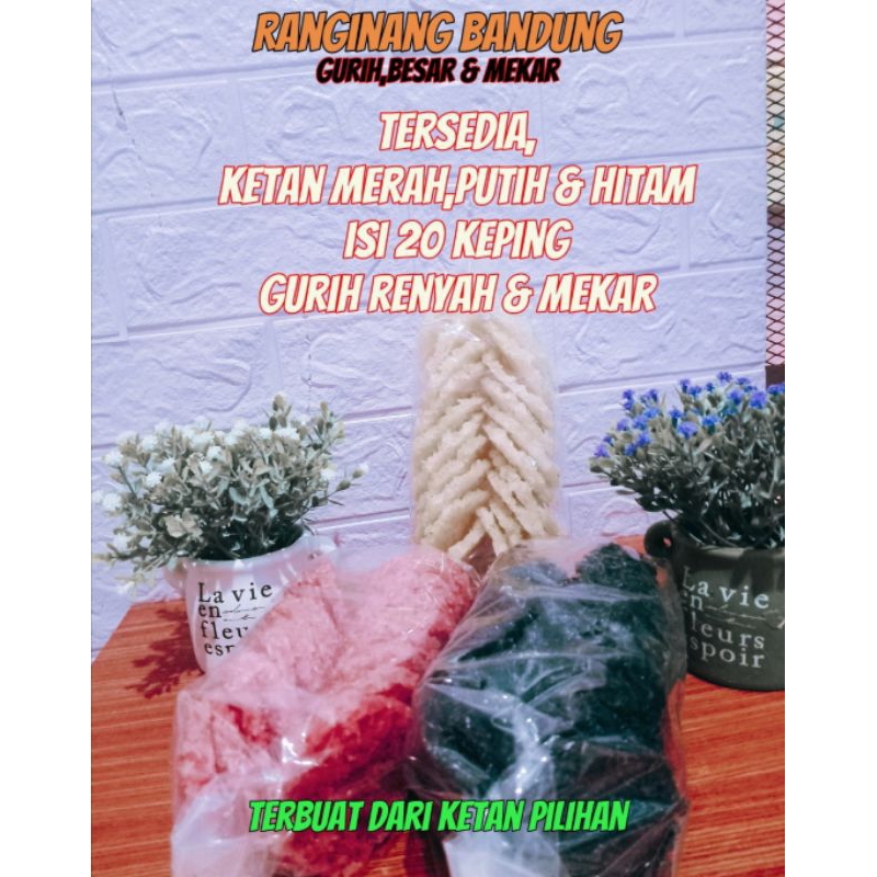 

Ranginang Bandung 3 Variasi isi 20 keping(250gram) besar gurih mekar