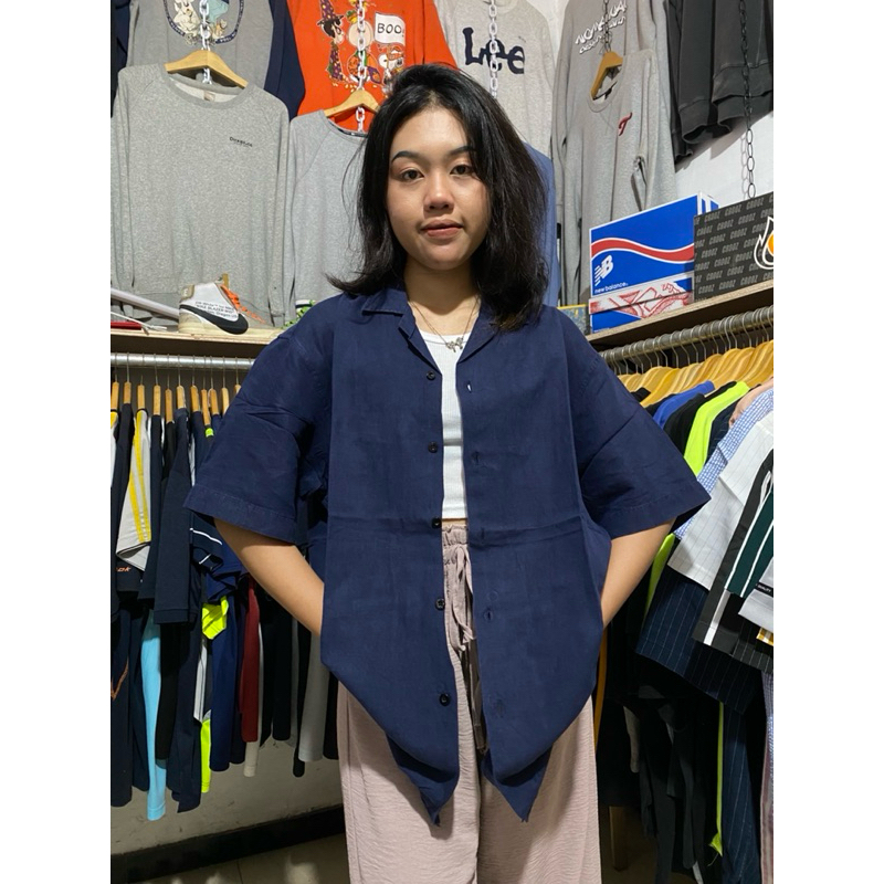Kemeja navy basic open collar tonywack