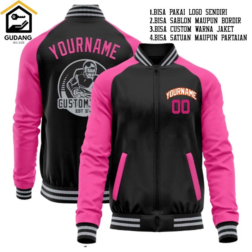 JAKETCUSTOM  BASEBALL VARSITY  RESLETING.  JAKET CUSTOM DAN POLOS  BIG SIZE S-6XL . JAKET VARSITY S-