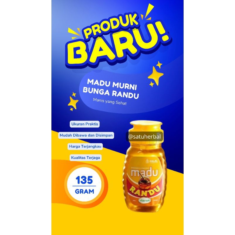 

Travel Size : Madu murni asli Madu Randu | MultiFlora | Multi Flora kemasan kecil 135 gram