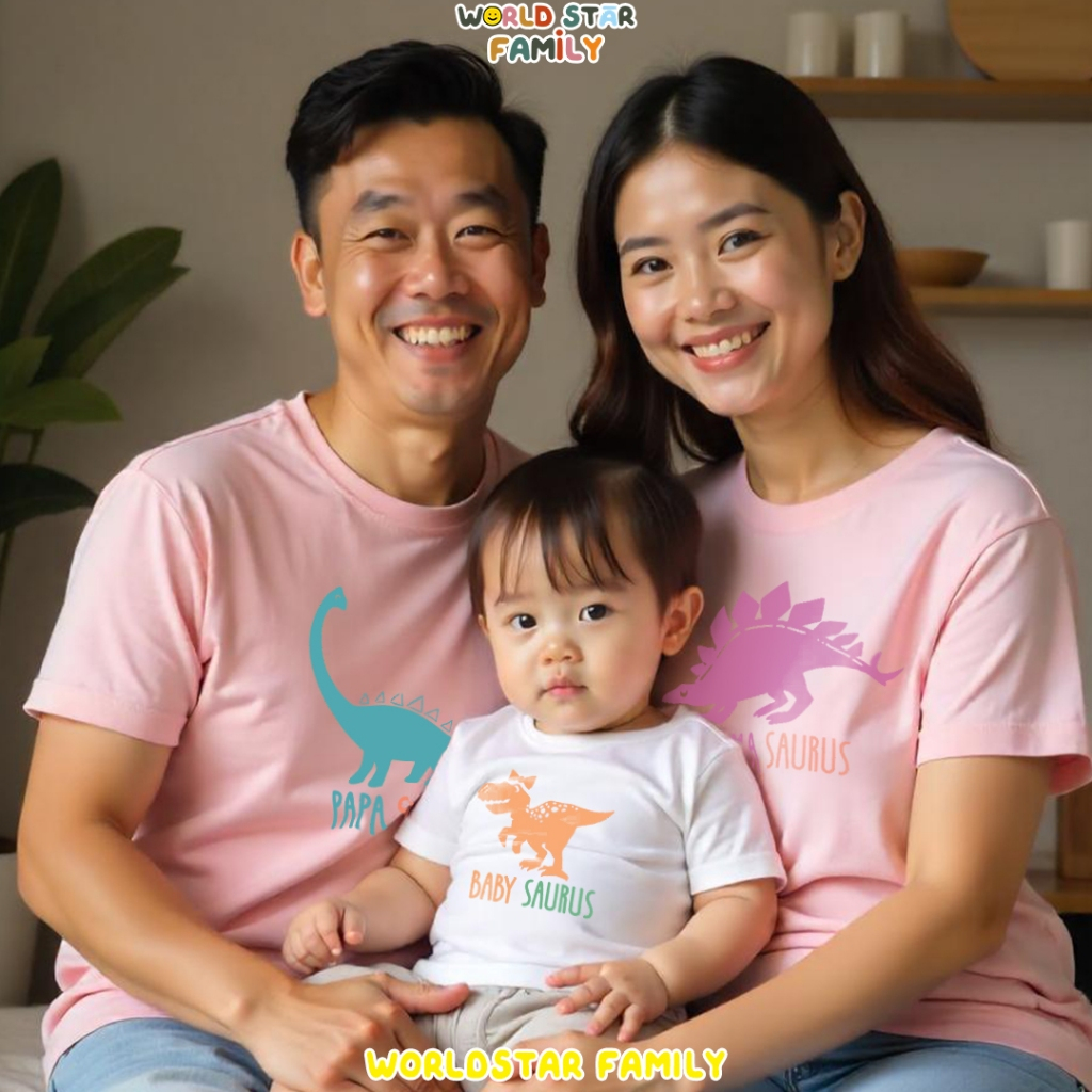 WSF Kaos Couple Keluarga DINO COUPLE DINOSAURUS  Kaos Couple Keluarga Lucu Kaos Pasangan Kaos Keluar