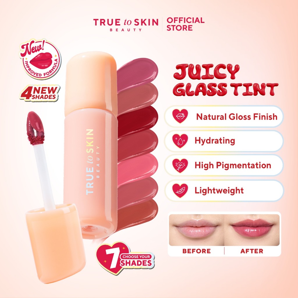 True to Skin - Juicy Glass Tint , Longlasting Stain Anti Kering Ultra Light Tahan Lama 8 Jam Moistur