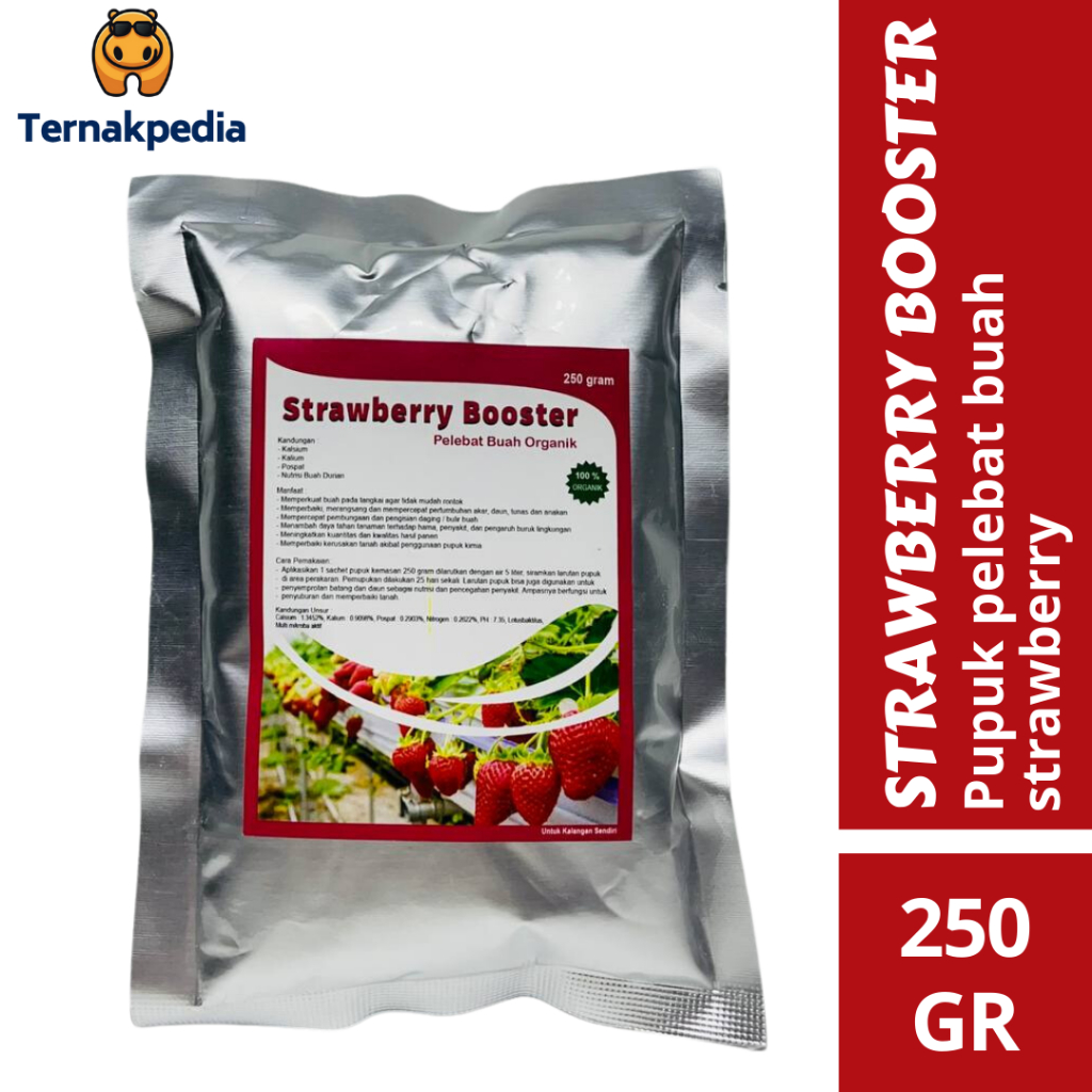 Pupuk Stroberi 250 gram - Pupuk Pelebat Buah Stroberi 250 gram - Pupuk Stroberi Multifungsi