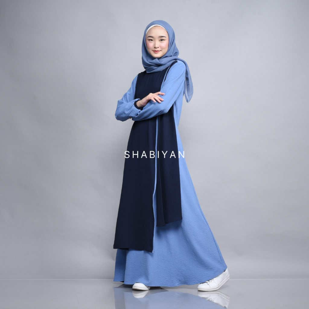 SHABIYAN 435 Gamis Remaja Dewasa Kombinasi 2 Warna | Syakila