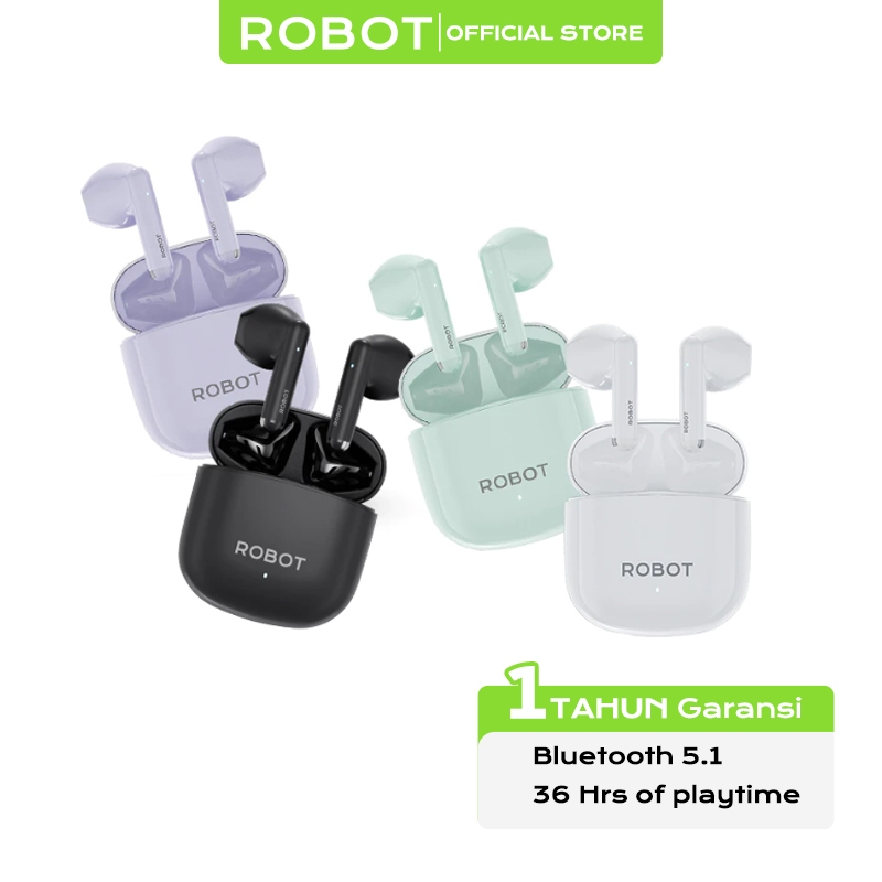 [ TERLARIS ] ROBOT TWS Wireless Earphone Bluetooth Chip 5.1 Airbuds T60 TWS Tahan Air Keringat IPX 4