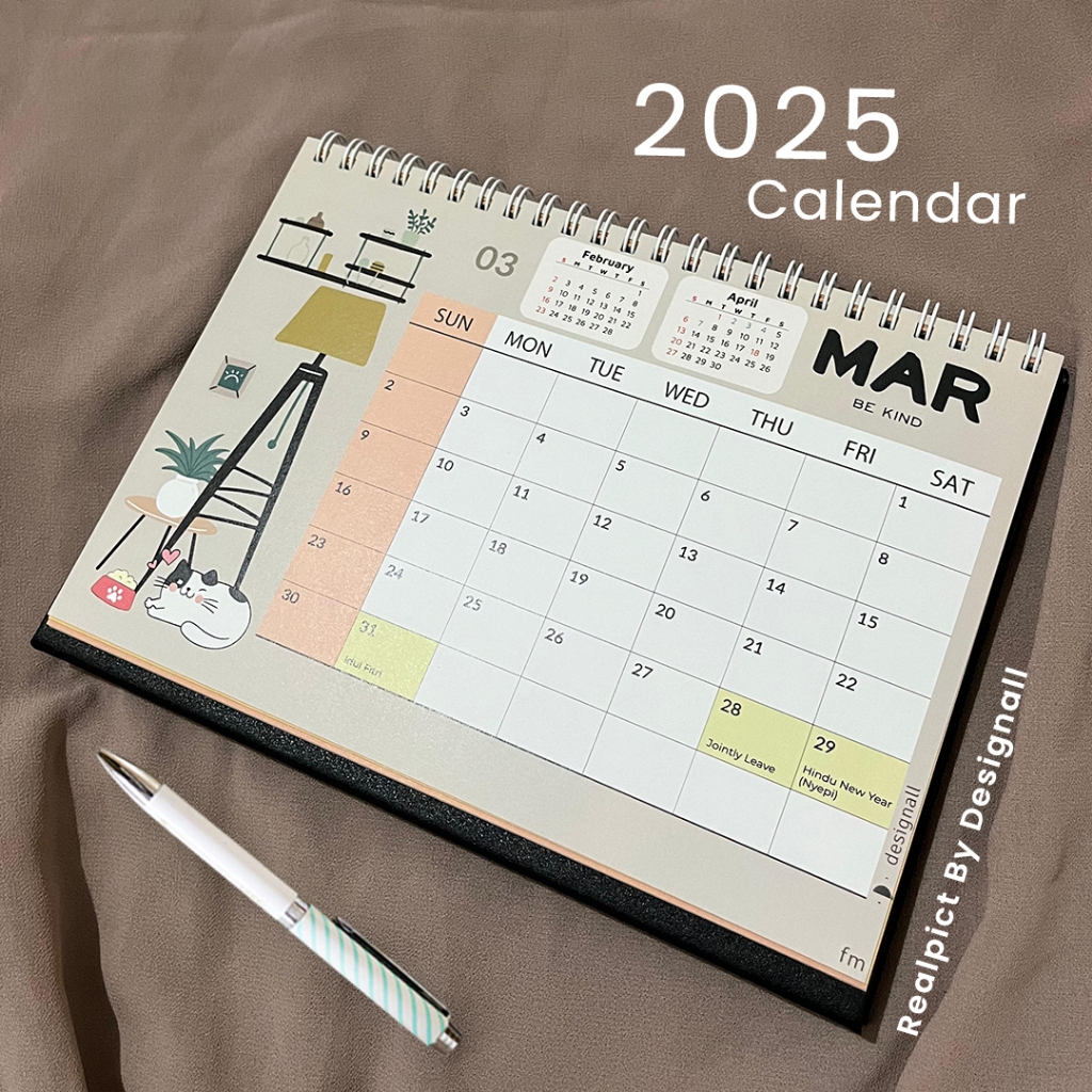 

Designall Kalender 2024 / 2025 Aesthetic Meja / Kalender Duduk Spiral FM